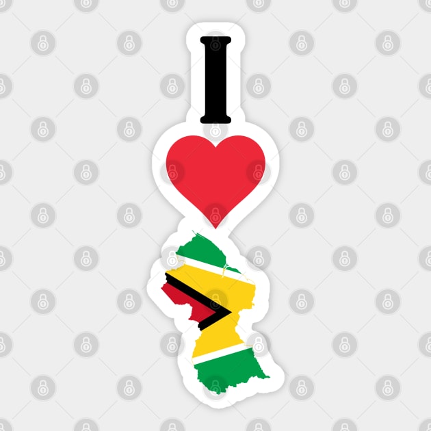 I Heart Guyana Vertical I Love Guyanese National Flag Map Sticker by Sports Stars ⭐⭐⭐⭐⭐